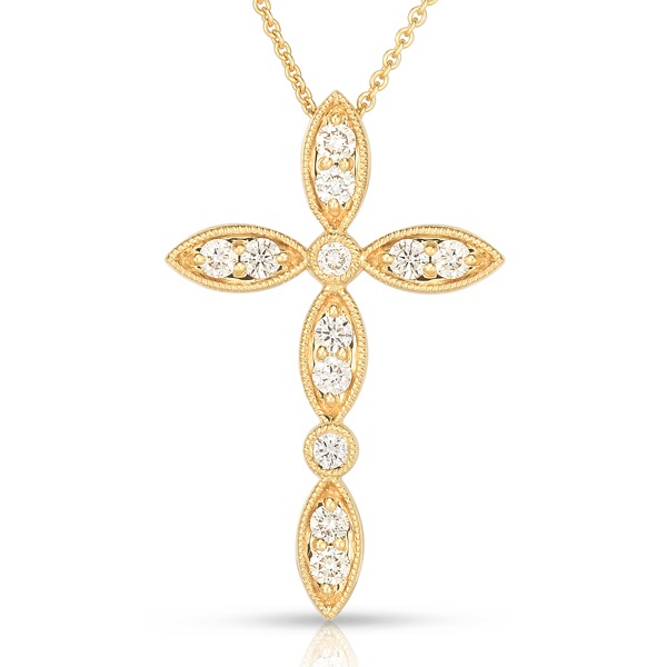 Stylized Diamond Cross in Yellow Gold